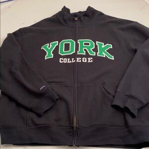 Jansport York College black and sewn on green logo full zip sweatshirt
